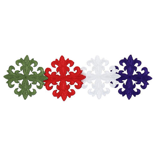 Krzyż termoprzylepny do paramentów sakralnych, 8 cm, cztery kolory 1