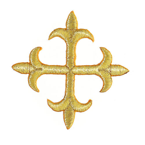 Bügelpatch, Lilienkreuz, Stickerei, goldfarben, 8x8cm 1