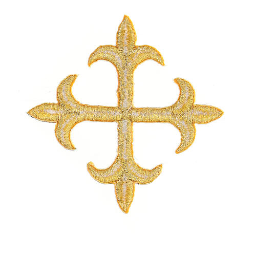 Thermoadhesive golden cross flory for liturgical vestments, 3 in 2