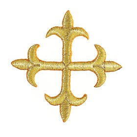 Gold lily cross iron-on patch 8 cm