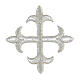 Iron-on silver cross flory for liturgical vestments, 3 in s1