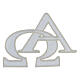 Alpha and Omega, silver self-adhesive patch for liturgical vestments, 5x6 in s3