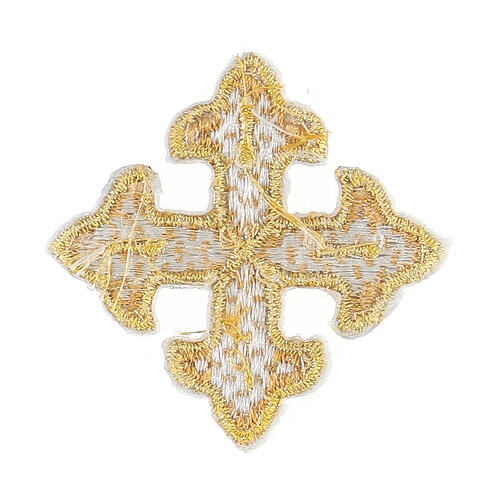 Bügelpatch, dreilappiges Kreuz, Stickerei, goldfarben, 4x4cm 2