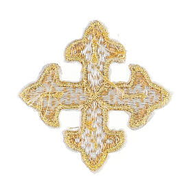 Krzyż trójlistny złoty, patch termoprzylepny, 4 cm