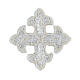 Krzyż trójlistny srebrny, patch termoprzylepny, 4 cm s2