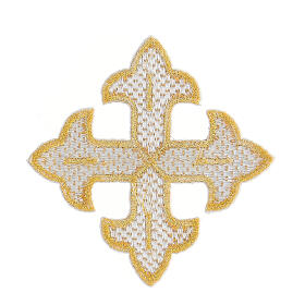 Golden budded cross iron-on patch for liturgical vestments, 3 in