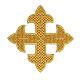 Iron-on golden trilobed cross patch 8 cm s1