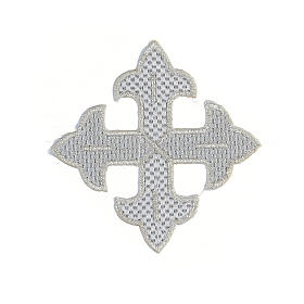 Croix thermoadhésive trilobée argentée 8 cm