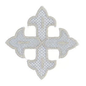 Krzyż trójlistny termoprzylepny, 8 cm, srebrny