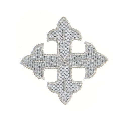 Krzyż trójlistny termoprzylepny, 8 cm, srebrny 1