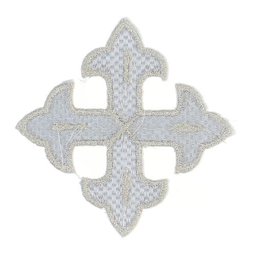 Krzyż trójlistny termoprzylepny, 8 cm, srebrny 2