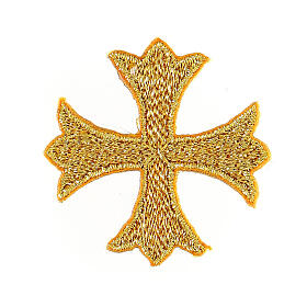 Bügelpatch, griechisches Kreuz, Stickerei, goldfarben, 4x4cm