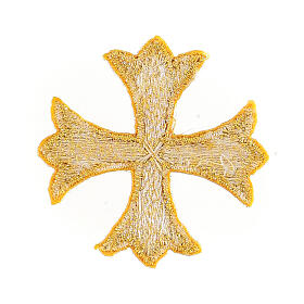 Bügelpatch, griechisches Kreuz, Stickerei, goldfarben, 4x4cm