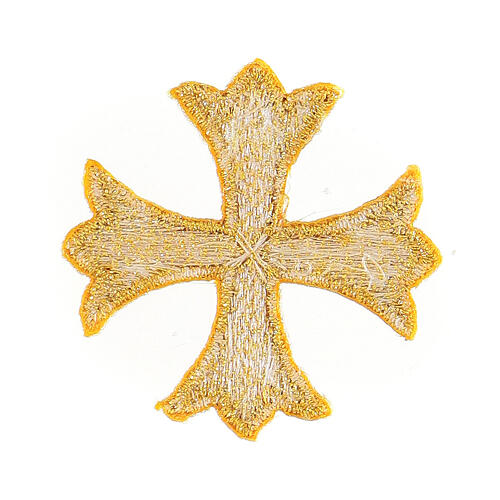 Bügelpatch, griechisches Kreuz, Stickerei, goldfarben, 4x4cm 2
