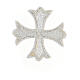 Pièce adhésive croix grecque brodée argentée 4 cm s2