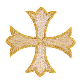 Bügelpatch, griechisches Kreuz, Stickerei, goldfarben, 8x8cm