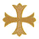 Emblema termoadesivo croce greca 8 cm oro s1