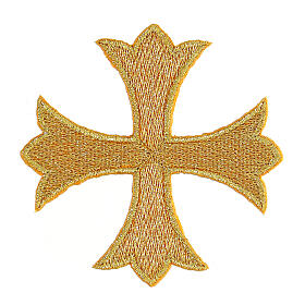 Emblema termoadesivo cruz grega 8 cm ouro