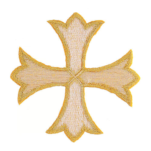 Emblema termoadesivo cruz grega 8 cm ouro 2