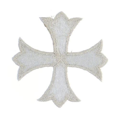 Bügelpatch, griechisches Kreuz, Stickerei, silberfarben, 8x8cm 2