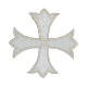 Self-adhesive application of a silver Greek cross, 3 in s2
