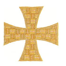 Cruz de Malta aplicação de acabamento termoadesiva 10 cm dourada