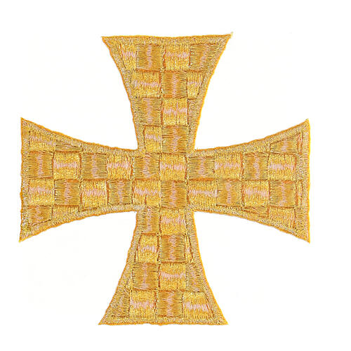 Cruz de Malta aplicação de acabamento termoadesiva 10 cm dourada 2