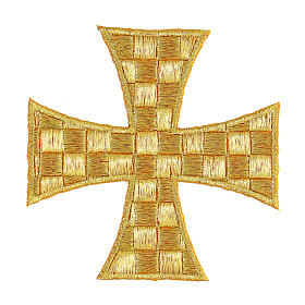 Golden Maltese cross iron-on applique 10 cm 