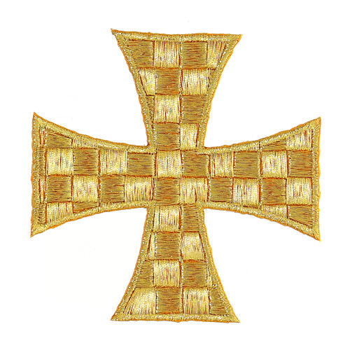 Golden Maltese cross iron-on applique 10 cm  1