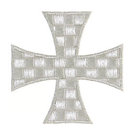 Croix de Malte broderie à repasser argentée 10 cm