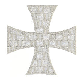 Croix de Malte broderie à repasser argentée 10 cm