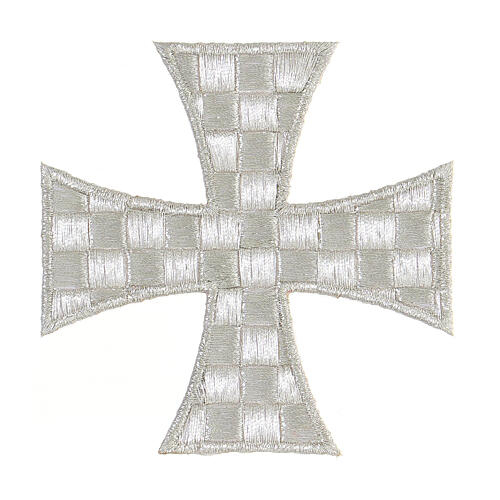 Croix de Malte broderie à repasser argentée 10 cm 1