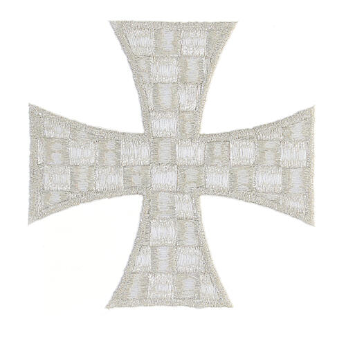 Patch Croce di Malta termoadesiva argentata 10 cm 2