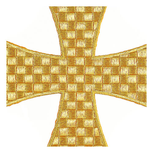 Bügelpatch, Malterserkreuz, Stickerei, goldfarben, 18x18cm 2