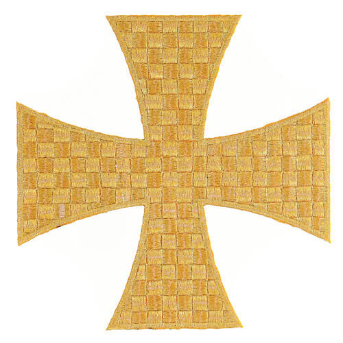 Bügelpatch, Malterserkreuz, Stickerei, goldfarben, 18x18cm 3
