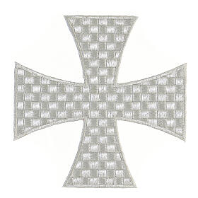 Krzyż maltański srebrny, 18 cm, termoprzylepny patch