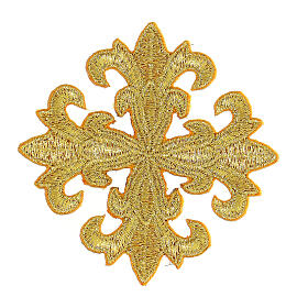 Bügelpatch, gleicharmiges Kreuz, Stickerei, goldfarben, 8x8cm