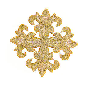 Bügelpatch, gleicharmiges Kreuz, Stickerei, goldfarben, 8x8cm