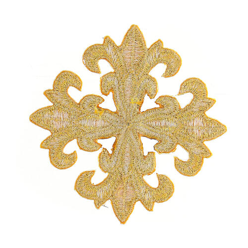 Bügelpatch, gleicharmiges Kreuz, Stickerei, goldfarben, 8x8cm 2