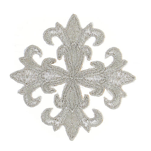 Silver thermoadhesive cross patch for vestments 8 cm 1