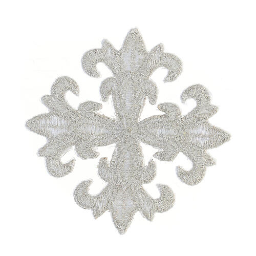 Silver thermoadhesive cross patch for vestments 8 cm 2