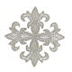 Silver thermoadhesive cross patch for vestments 8 cm s1