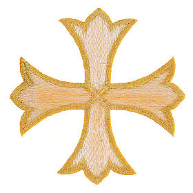Bügelpatch, griechisches Kreuz, Stickerei, goldfarben, 12x12cm