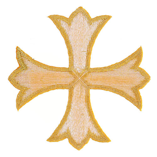Bügelpatch, griechisches Kreuz, Stickerei, goldfarben, 12x12cm 2