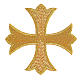 Bügelpatch, griechisches Kreuz, Stickerei, goldfarben, 12x12cm s1