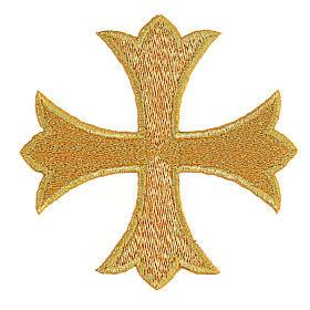 Krzyż grecki złoty, 12 cm, termoprzylepna aplikacja do paramentów