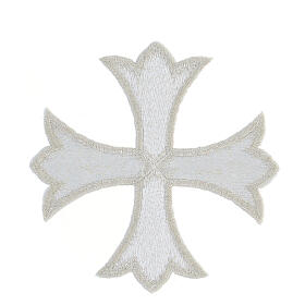 Krzyż grecki srebrny, 12 cm, termoprzylepna aplikacja do paramentów