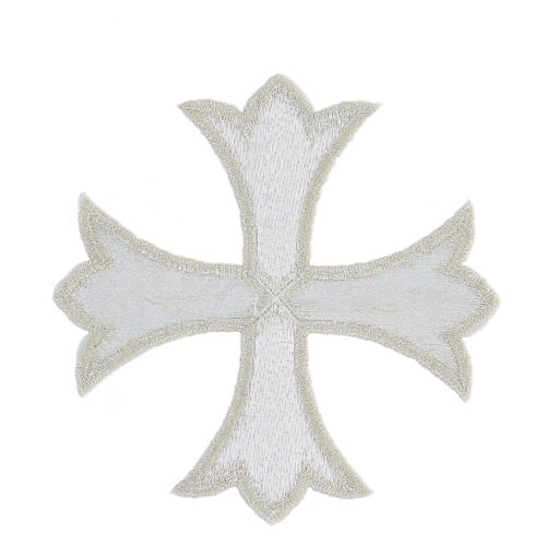 Krzyż grecki srebrny, 12 cm, termoprzylepna aplikacja do paramentów 2