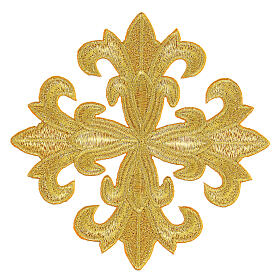 Bügelpatch, gleicharmiges Kreuz, Stickerei, goldfarben, 12x12cm