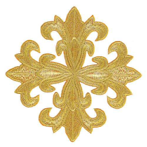 Golden cross for liturgical vestments, iron-on patch, 5 in 1